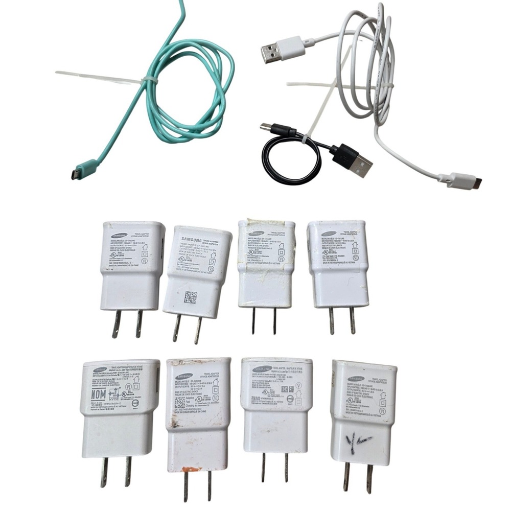 Samsung Wall Charger Lot 8 Adapter Blocks EP-TA20JWE EP-TA50JWE 3 USB Cables Z4‎
